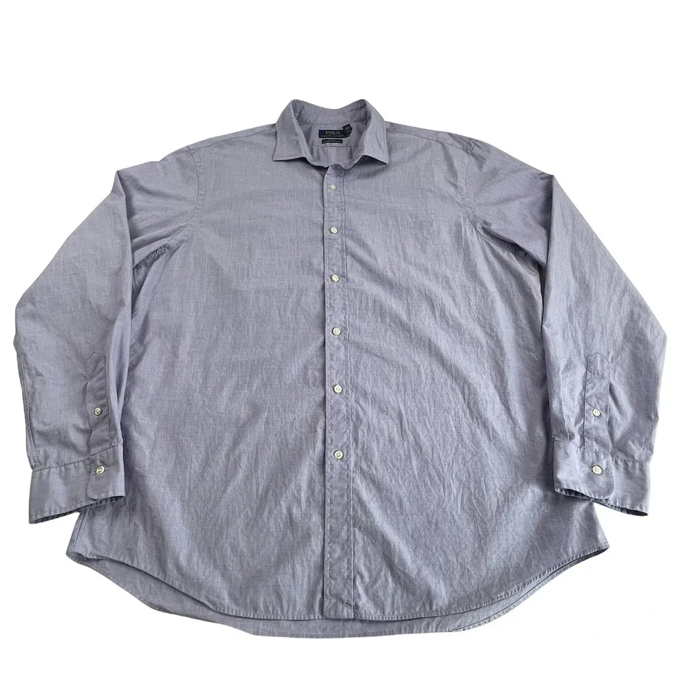 Polo Ralph‎ Lauren Mens XXL Slim Fit Cotton Stretch Button Down Shirt Purple